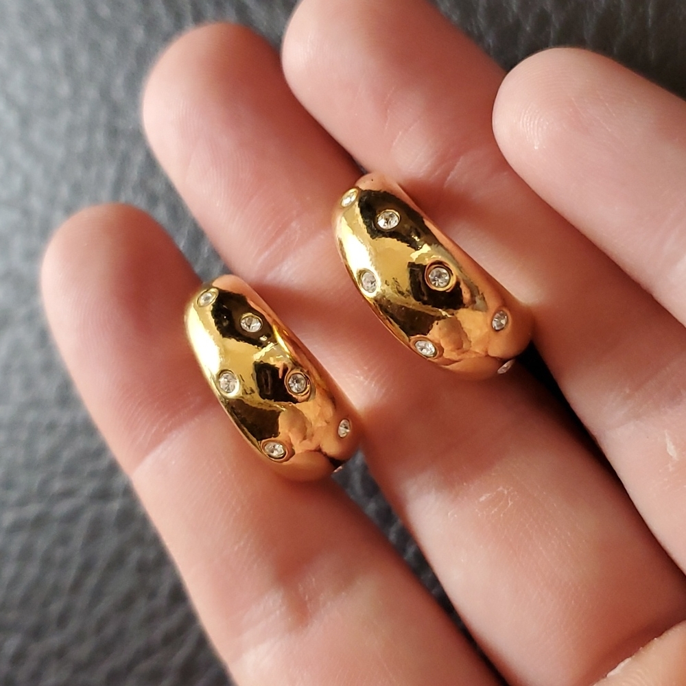 Avon Gold-Tone Crystalt Accent Hoop Earrings